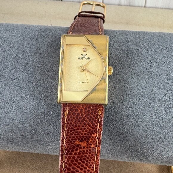 Vintage and Very Unusual Piano Shape face Waltham Diamond  Watch main image 5